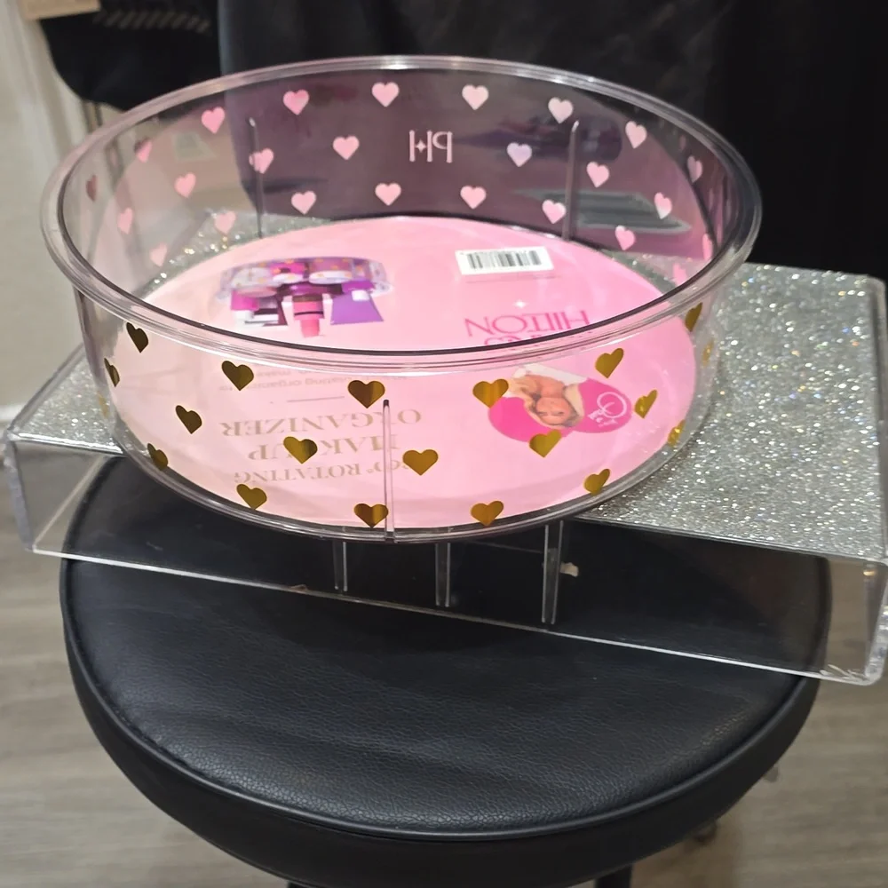 Paris Hilton Gold Heart Acrylic 360° Rotating Makeup Organizer